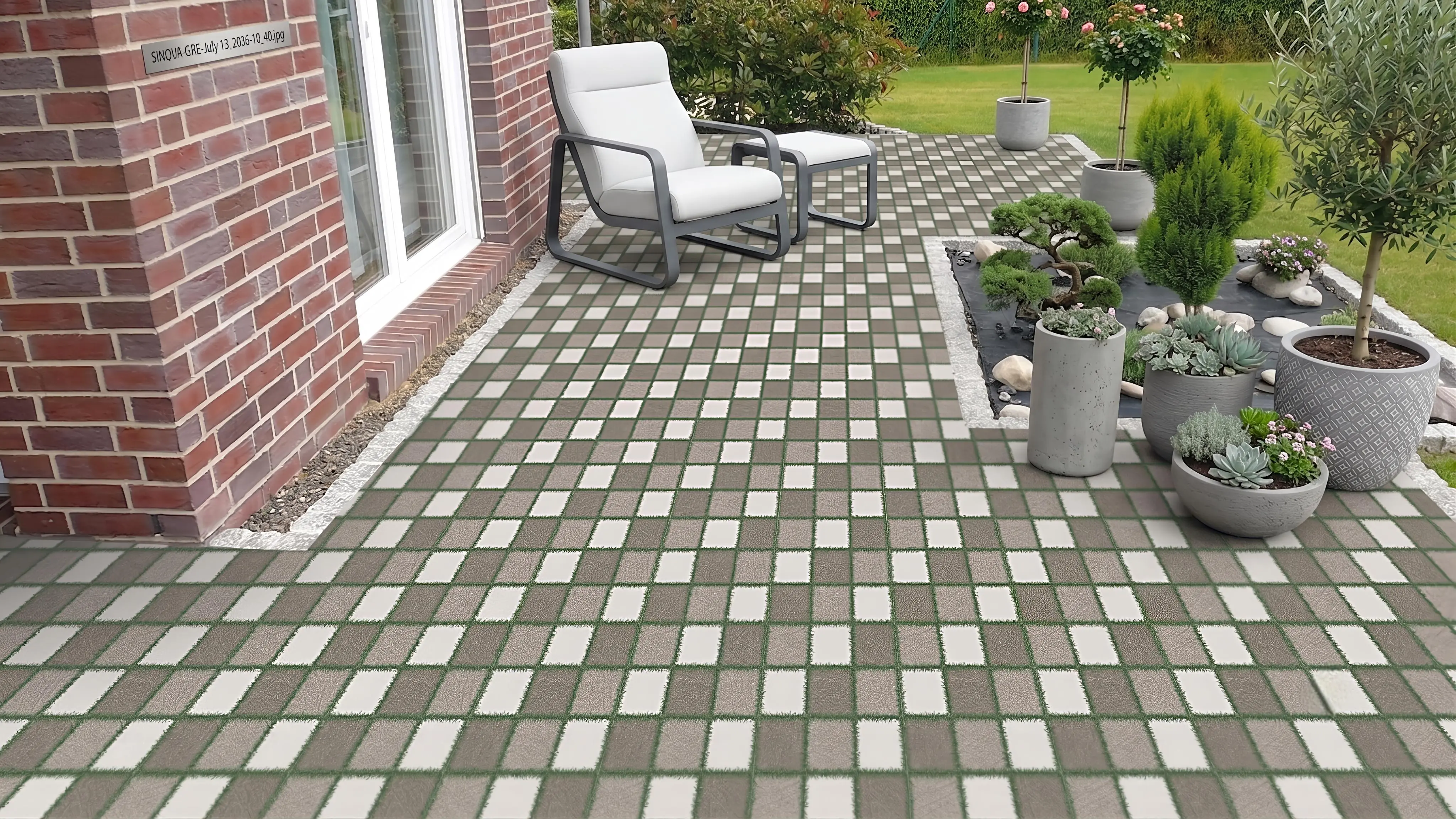 Terracotta Checkered Parking Tile Layout
